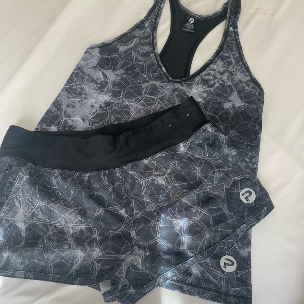 Pelagic fishing shorts and tank top set.
